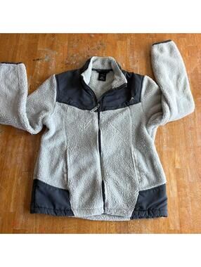 Vertical 9 Sherpa Fleece Jacket Gray Black L Full Zip Outdoor Cozy Warm Coat